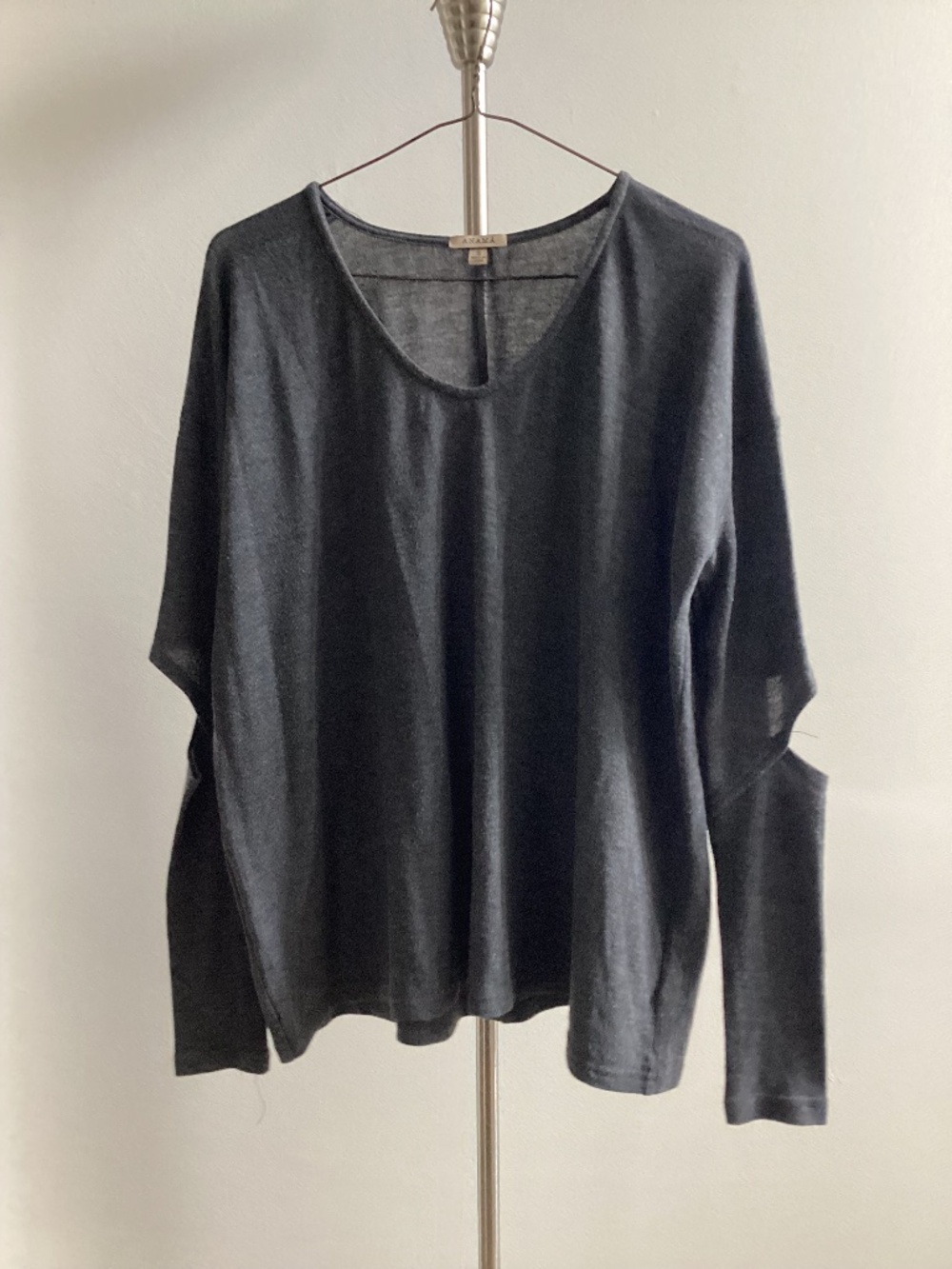 Boxy grey split elbow sweater